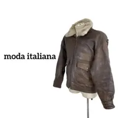 10M823◯ moda italiana 羊革 レザー フライトジャケット L