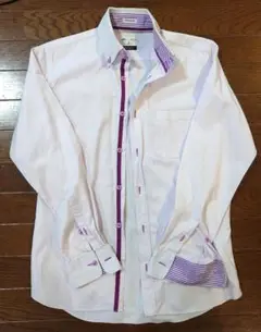 メンズメルローズ ドレスシャツ パープルラインテープ
