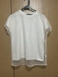【美品】ホワイト レイヤードシースルー 半袖Tシャツ M