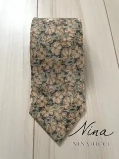 ニナリッチ　NINA RICCI ネクタイ　花柄　ネイビー系　ブランドネクタイ