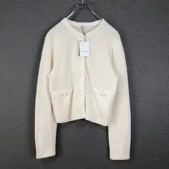 未使用品 ANAYI メランジブークレカーディガン 38 オフホワイト