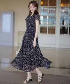 any SiS ニュアンス ピーチ ワンピース 2024SS 3 ネイビー