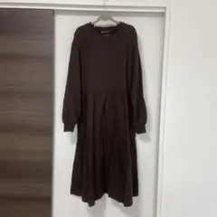 ZARA スウェット コントラスト ロングティアードワンピース