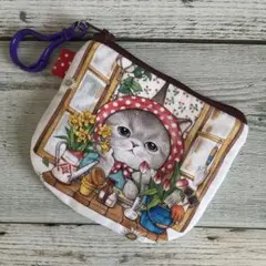 コヤンイサムチョン ナスカン付きミニポーチ 窓辺の猫ちゃん ルミ