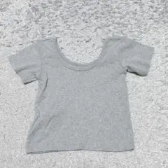 ＵネッククロップドTシャツトップス半袖［F］グレー