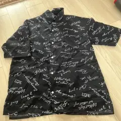 Creation Cube ブラックテキストプリントシャツ L