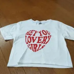 韓国ホワイトTシャツ ハートプリント 半袖