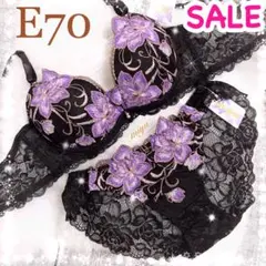 24時間以内発送❣️黒 E70❤︎クラシックピオニー♥️ブラショーツセット✨ワコール系