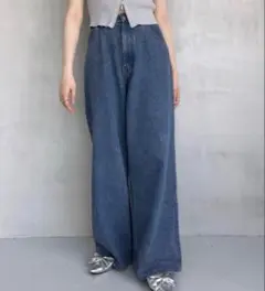 heather ハイウエストデニムワイドパンツ