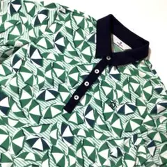 極美品 Munsingwear 総柄 ペンギン ポロシャツ 半袖 緑 L