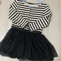 ワンスポ ボーダーチュール付きトップス