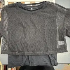 レディース GU メッシュ ブラック Tシャツ M