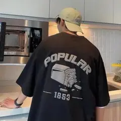 メンズ 1853 半袖 Tシャツ ブラック 黒 韓国 ストリート