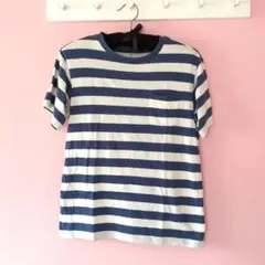 UNIQLO 青と白のストライプ Tシャツ 【150cm】