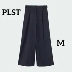 PLST ストレッチリネンミックスワイドパンツ M ネイビー　プラステ