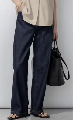 23区L DENIM ストレッチ ワイドパンツ　サイズ50 ネイビー