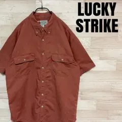 ✨LUCKY STRIKE ラッキーストライク 麻繊維半袖 シンプルシャツ M✨