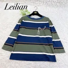 レリアン カットソー 七分袖 トップス ボーダー カジュアル Tシャツ レーヨン