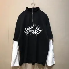 MAROCOREトライバルファイヤー フェイクレイヤード ハーフジップロンT