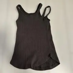 チャオパニック女の子用リブ編みタンクトップ　チャコール