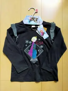 110サイズ アナ雪 エルサ 長袖Tシャツ ブラック 黒 ディズニー しまむら