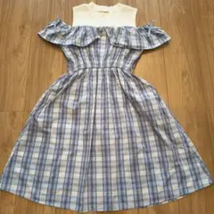 ノースリーブオフショルダーチェックワンピース　150cm　女の子