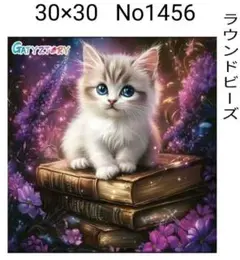 ダイヤモンドアートキット　No1456 本の上の猫