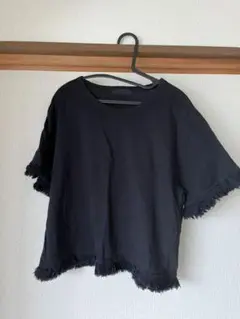 JEANASIS カットソー トップス　裾　袖　フリル　ブラック