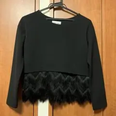 値下げしました【新品】PRIORITY フリンジ付きクロップド丈長袖トップス