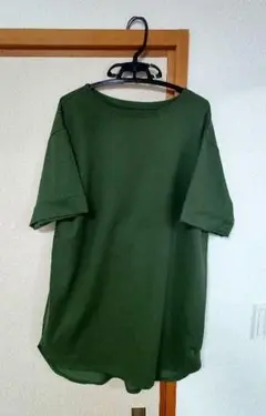 袖ロールアップカットチュニック　グリーン Ｍ