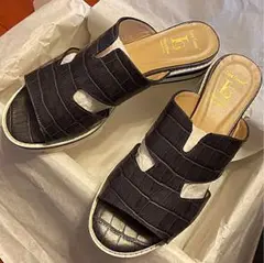 LUCA GROSSI モチーフ厚底サンダル 37サイズ 23.5cm ブラック