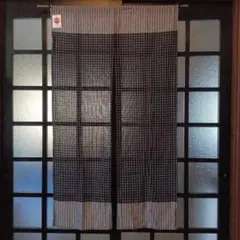 インド綿100%(格子柄のれん黒） ☆新品