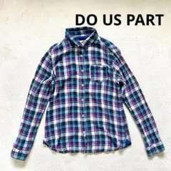 【DO US PART】M チェック柄 長袖シャツ レディース　ブルー　薄手