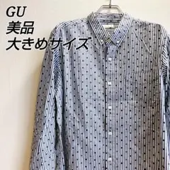 美品✨ ジーユー GU カッターシャツ ボタンダウン ストライプ 水玉 大きめ