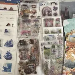 ラスト！大大大 大量！！！コラージュ素材 シール多め 紙モノなど、