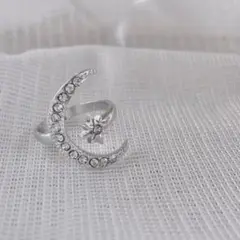 【匿名配送】フリーサイズ シルバーリング ジュエリー ムーン 三日月 スター