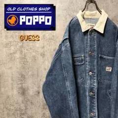 ゲスジーンズGUESS☆USA製太畝コーデュロイ襟切替デニムカバーオール