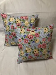 花柄クッションカバー2個セット