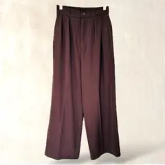 【GRL／グレイル】ワイドパンツ　スラックス調　S　ブラウン系　焦茶　シンプル