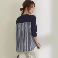 未使用品⚑23区 コットンポンチジャージー バックデザイン カットソー　46