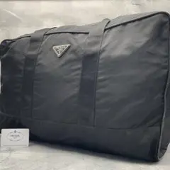 美品✨プラダ 大容量 ボストンバッグ テスートナイロン×サフィアーノレザー 黒