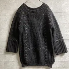 MONCLER リボン編み込み　七分袖　ニット　XS