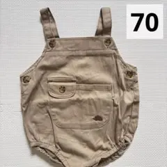 【美品】ベビー服 オーバーオール ハリネズミ ページュ ブラウン 70