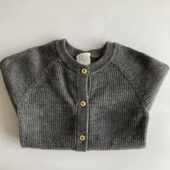 H&M グレー リブ編み カーディガン 80cm