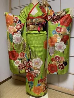 正絹 美品 豪華刺繍 振袖 セット モダン