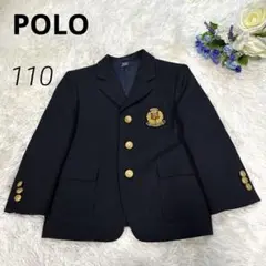【美品】POLO ジャケット キッズ ワッペン 黒ブラック金ボタン 110サイズ