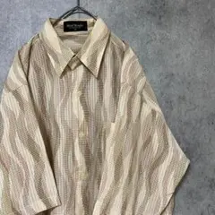 90s vintage 半袖　柄シャツ　ポリ　メンズ　M 古着　個性派