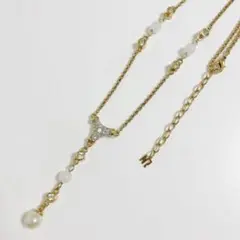 NINA RICCI ニナリッチ ネックレス パール ラインストーン ゴールド