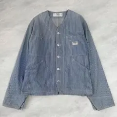 バッカーズ ヒッコリーストライプ ノーカラー カバーオール ジャケット Mサイズ