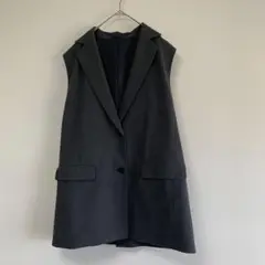 【美品】UNIQLO ユニクロ　テーラードロングベスト ジレ グレー
